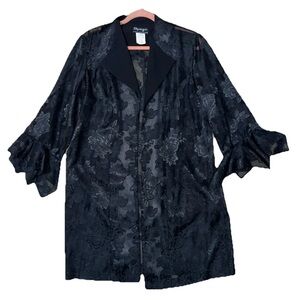 Vintage sheer layering Black Floral Blazer 16W